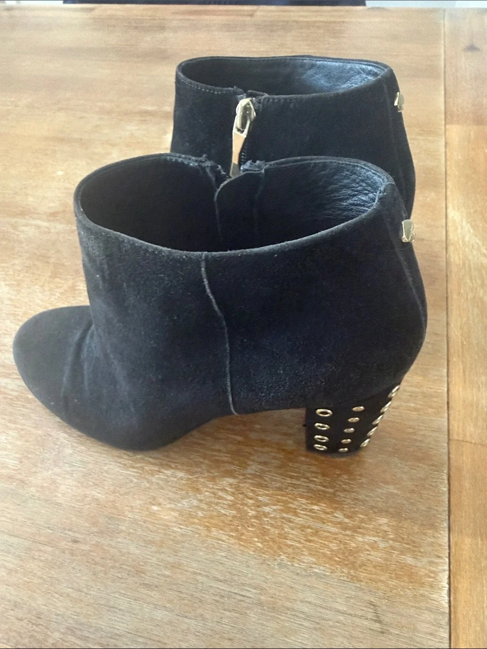 Kate Spade Black Suede Studded Ankle Booties - Size 7.5